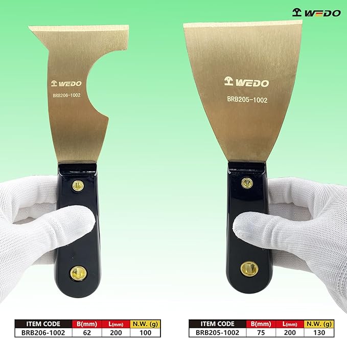 WEDO 2-Piece Brass Putty Knife Set, 3" Wide Blade and 2-1/2" Multifunctional Blade with Bakelite Handle, Drywall Knife, Scraper Tool for Plaster Scraping Drywall Finishing