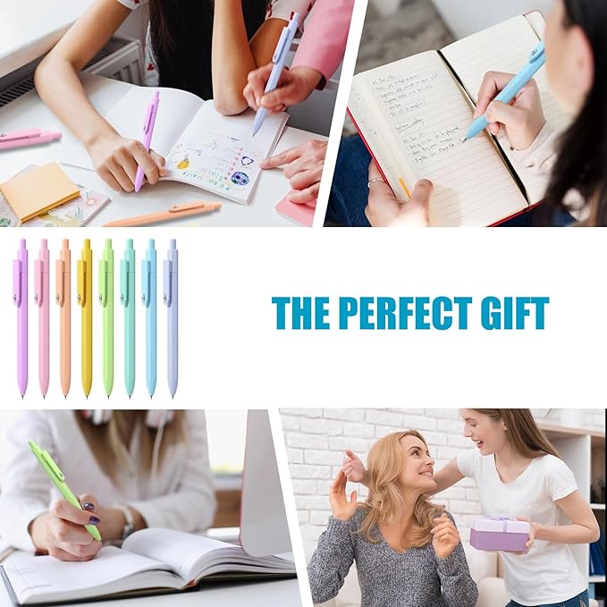 Vitoler Pens, 8 pcs Cute Color Gel Pens, 0.5mm Black Ink Pens Fine Point Smooth Writing Pens for Women/Nurse Gift School Office Desk Accessories Supplies