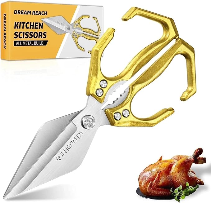 Dream Reach Heavy Duty Poultry Shears Kitchen Scissors for Food with Ergonomic Handle, Japanese High-Carbon Steel Cooking Scissors for Kitchen, Chicken, Meat, Seafood, Bone Cutting Christmas Gifts