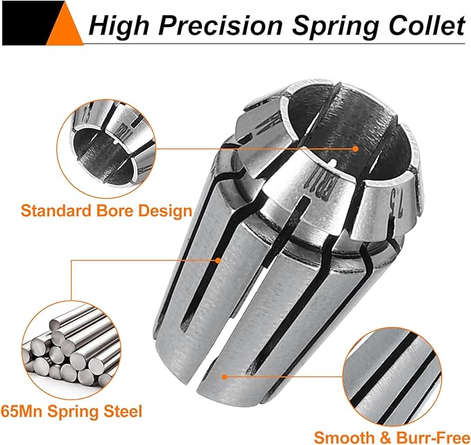 HARFINGTON Spring Collet Chuck ER11 7.5mm 65Mn Spring Steel Precision Router Collets for CNC Engraving Milling Lathe Tool