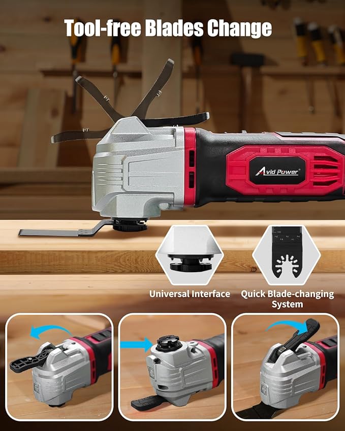 AVID POWER Cordless Oscillating Tool 20V Battery Powered Oscillating Multitool with 2.8째 Oscillation Angle, Variable Speed Oscillating Saw w/ 31Pcs Accessories for Scraping/Cutting & Sanding