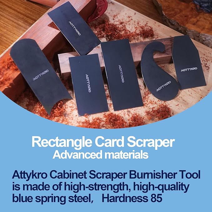 New Cabinet Scraper Cards with 6 shapes,Cabinet Scraper for multi-functional engraving,deburring,polishing,contour sanding,Card Scraper Tool for precision machining and confined spaces