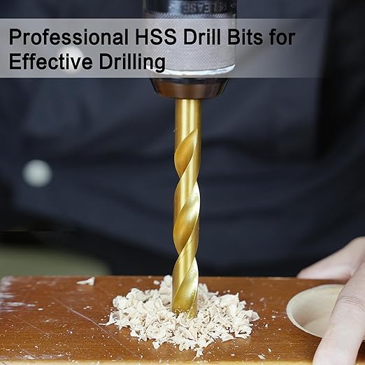230 Pcs Drill Bit Set(1/16??1/2??, 135째 Tip Titanium Coated High Speed Steel, Twist Drill Bit Kit for Iron, Aluminum Alloy, Copper, Wood, Plastic, with Hard Storage