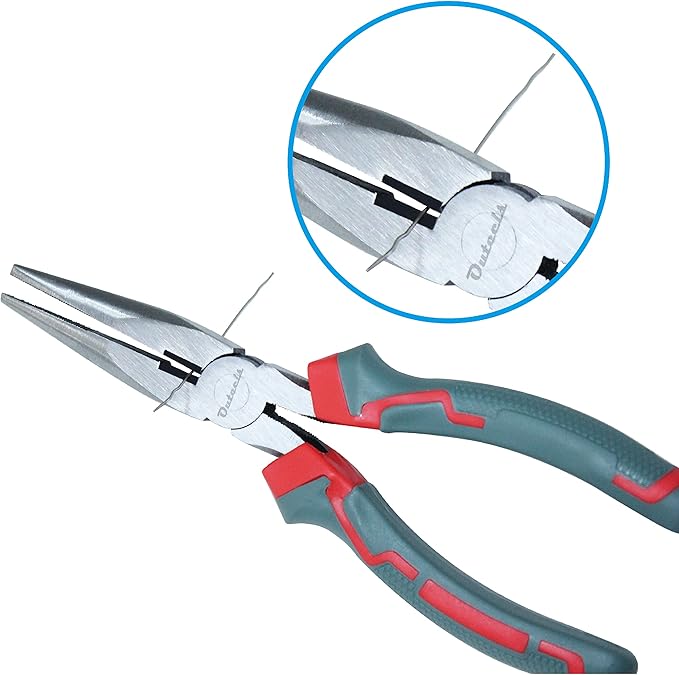 Long Nose Pliers 8 inch - Precision Needle Nose Pliers with Wire Cutters - Pack 1