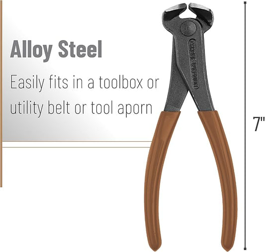 Bates- Nail Puller, 7 Inch, Brown, Nail Remover Tool, Cutting Pliers, Carpenter Tools, Staple Puller, End Cutting Pliers