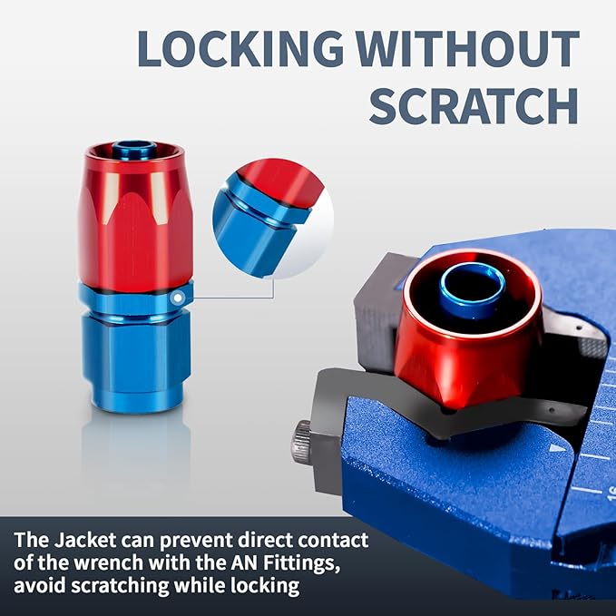 BRIFITOR Non Marring AN Fittings Wrench Adjustable Aluminum AN Wrench For 3AN-16AN Hose End Fittings With Replaceable Hex Type & Flat Type Jaw Protectors, Blue.
