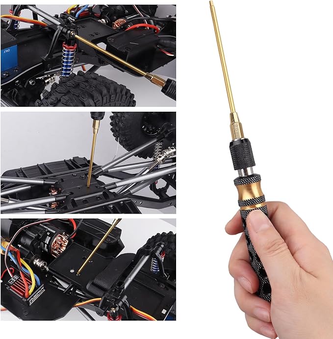 HobbyPark 6 in 1 RC Hex Driver Screwdriver Set 1.5mm 2.0mm 2.5mm 3.0mm & Hex Nut Driver & Phillips Bit and Wheel Wrench for RC Car Hobby Tool Kit