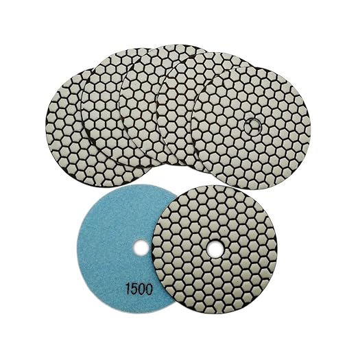 SHDIATOOL 5 Inch Dry Diamond polishing Pads Grit 1500 for Granite Marble Quartz(7-Pack)
