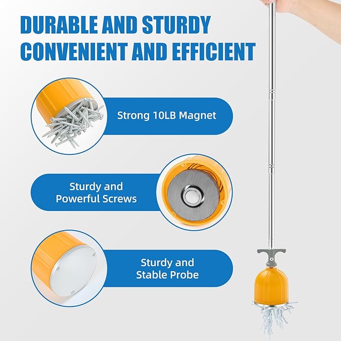 Magnetic Pickup Tool, 10LB Heavy Duty Magnet Stick with Handle, Extendable Magnet Wand for Nails, Screws & Metal Objects, Strong Magnetic Tool for Mechanics, Handyman, Garage & Home Use(Yellow)