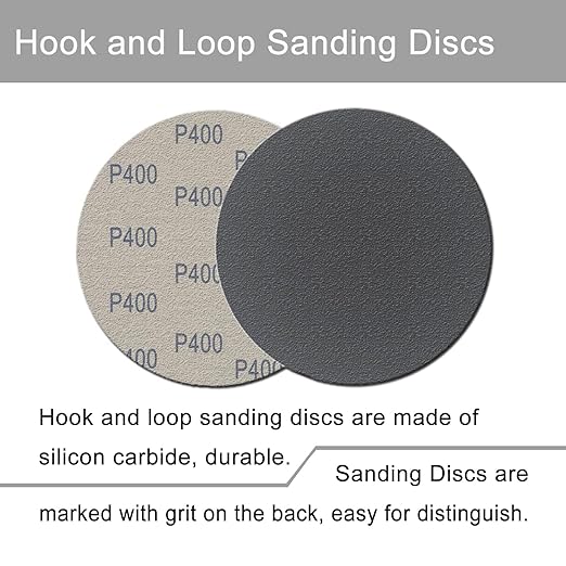 6 Inch 50 Pcs Wet Dry Sanding Discs Hook and Loop, 400 Grit Sandpaper Automotive Wood Metal Polishing & Sanding, Silicon Carbide Sand Paper for Random Orbital Sander (Grit 400)