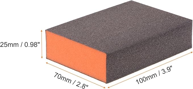 HARFINGTON 4pcs Sanding Sponge Blocks #220 (800-1000 Grits) Wet/Dry Hand Sanding Sponges, 100x70x25mm Foam Sanding Block Pad for Polishing Kitchen Metal Wood Drywall Furniture, Brown&Orange