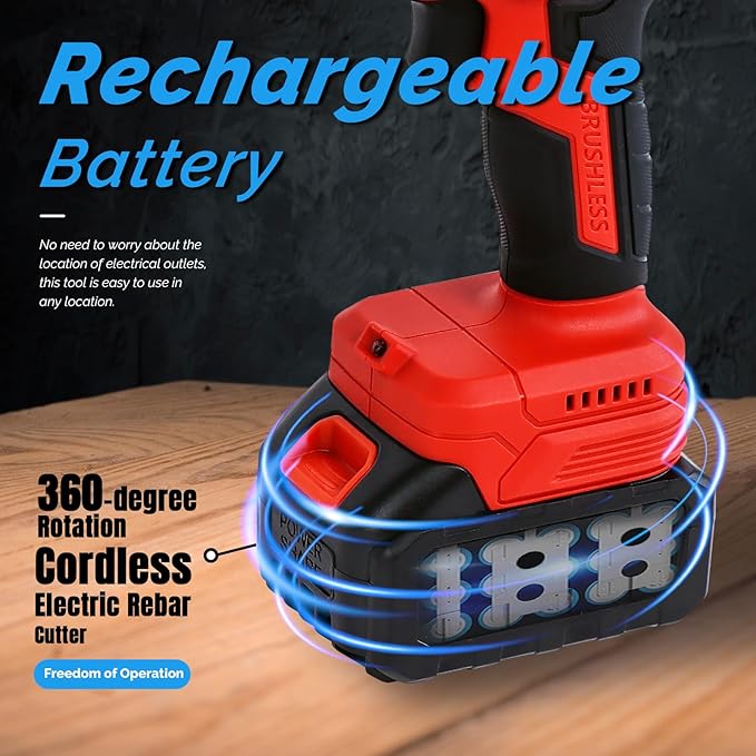 LOSCHEN 360-degree Rotation Cordless Rebar Cutter,Portable Handheld Rebar Cutting Saw,Electric Hydraulic Rebar Cutter,Cutting up from 3/20"(4mm) to 3/4 Inch #6 (20mm) Rebar (Li-ion Battery Version)