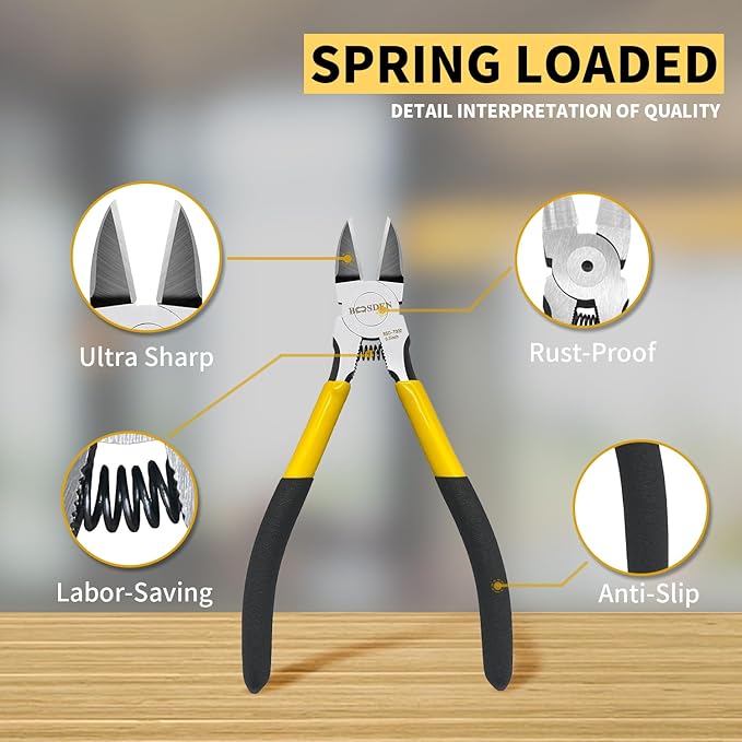 BOOSDEN 6.5" Wire Cutters, 2 Pack, Precision Side Cutter, Spring Loaded Cutting Pliers, Dikes for Artificial Flowers & Crafting