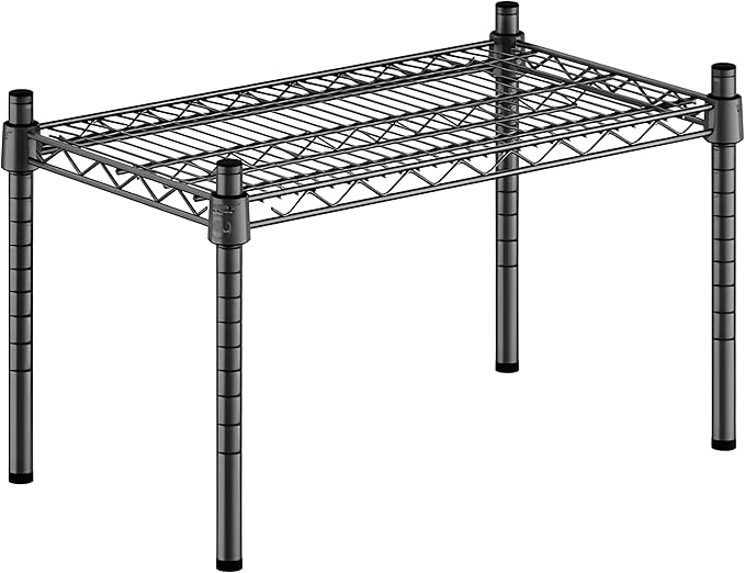 14" x 24" x 14" Black Epoxy Wire Storage Shelf, Dunnage Rack, Commercial 1 Tier Small Shelf