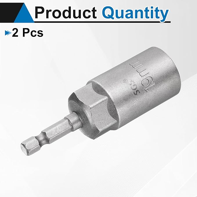 HARFINGTON 2pcs Nut Driver Drill Bit 19mm Metric Socket 1/4" Hex Shank 3.15" (80mm) Long 6-Point Sockets Quick Change CR-V Steel Bolt Setters for Power Drill Drivers