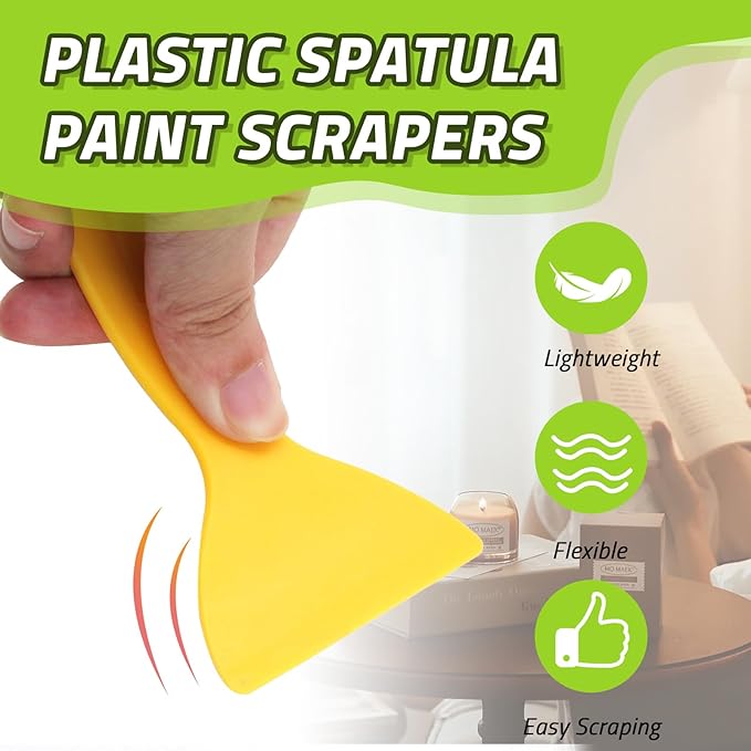 Hordion 10 Pcs Plastic Spatula Scraper Putty Knife, Air Bubble Remover Sticker Installation Tool Flexible Paint Scraper for 3D Printing Resin Removal Spackling Patching Decal Wallpaper