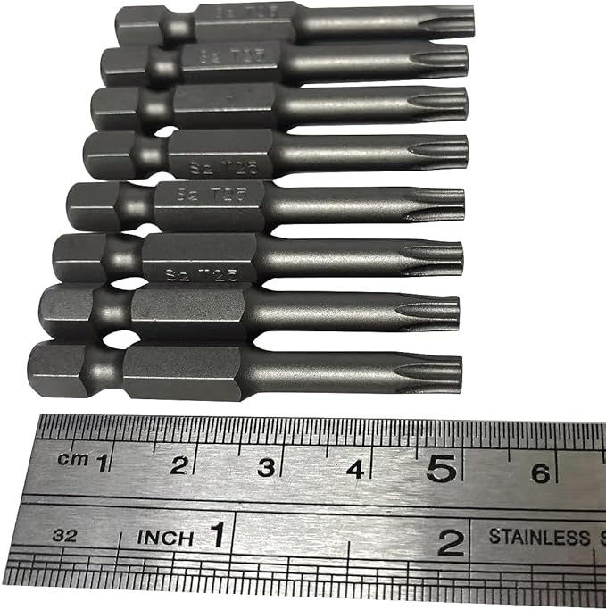 aiyun 12-Piece T25 Security Bits, 2 Inch long S2 Steel Magnetic Security Screwdriver Set, 6 Point Star Driver Bit Set Screwdriver (50mm T25)