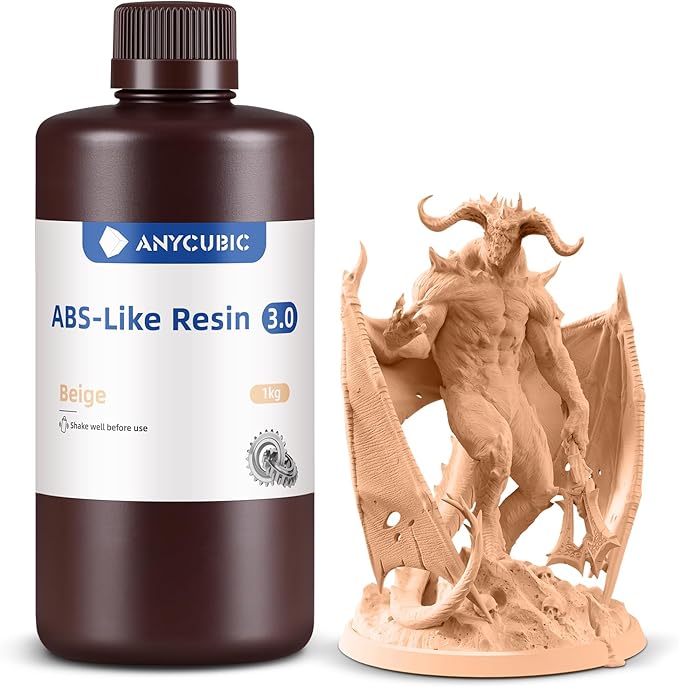 ANYCUBIC ABS-Like Resin 3.0, Upgraded 14K 3D Printer Resin with Enhanced Strength and Toughness, High Precision, Low Odor, Wide Compatibility for All LCD Resin 3D Printers (Beige, 1kg)