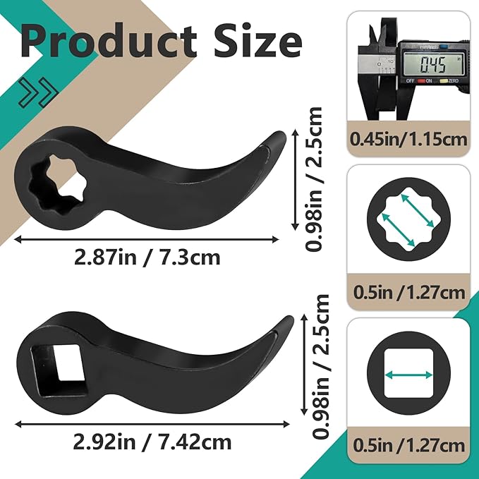 4 Pcs Pry Bar Wrench Adaptor Head - 2 Style Crowbar Adapter Head Tools Fits 1/2" Drive Ratchets, Half Shaft Removal Car Repairing Tools for Tight Spaces