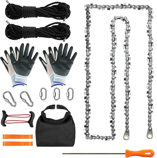 55 Inch High Reach Hand Rope Saw for Tree Limbs with 70 Sharp Teeth Blades on Both Sides,Rope Saw Tree Saw High Limb Rope Chainsaw, Pocket Chainsaw