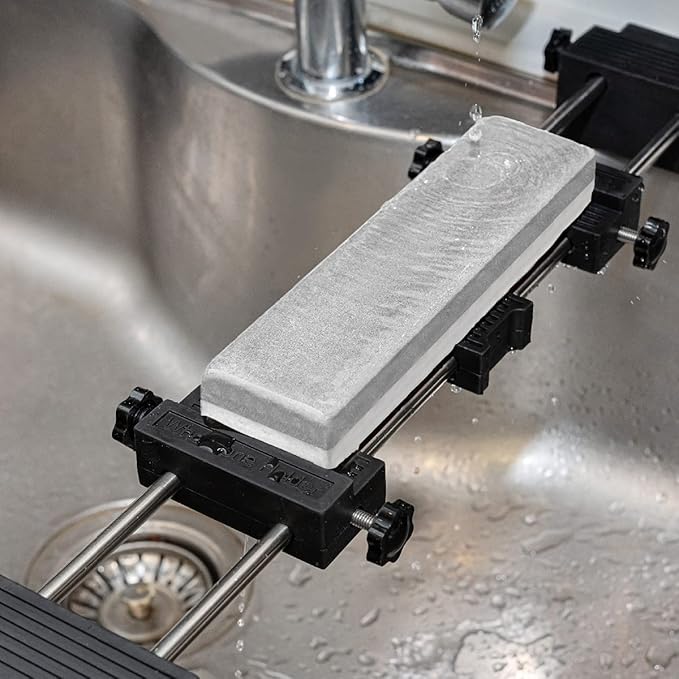 POWERTEC Sharpening Stone Holder - Adjustable Whetstone Stone Holder, 3-1/4" to 14-1/4", Non-Slip Rubber Base for Secure Knives Sharpening for Kitchen w/knife Sharpener, Wet, Diamond Stone (71671)