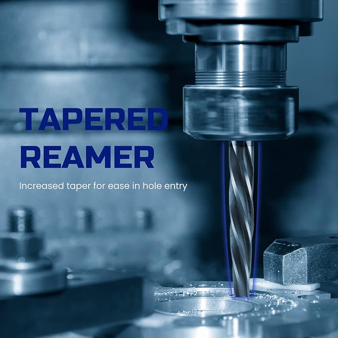 Lichamp 4 Piece Reamers Set for Metal, Taper Reamer Drill Bit for Steel for 3/8 1/2 5/8 3/4 inches Hole M2 HSS Chucking Bridge Steel Reamers