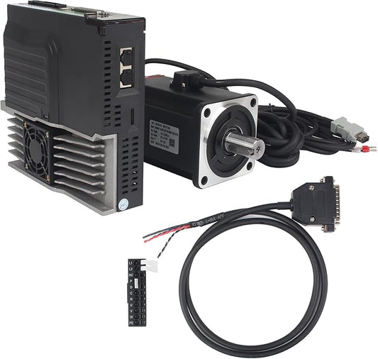 with Brake 750W AC Servo Motor Kit, CNC 220V 4.4A 3000rpm L3000 17-bit Encoder RS485 Servo Motor Driver Controller Kit for CNC Engraver Milling Machine/Robot