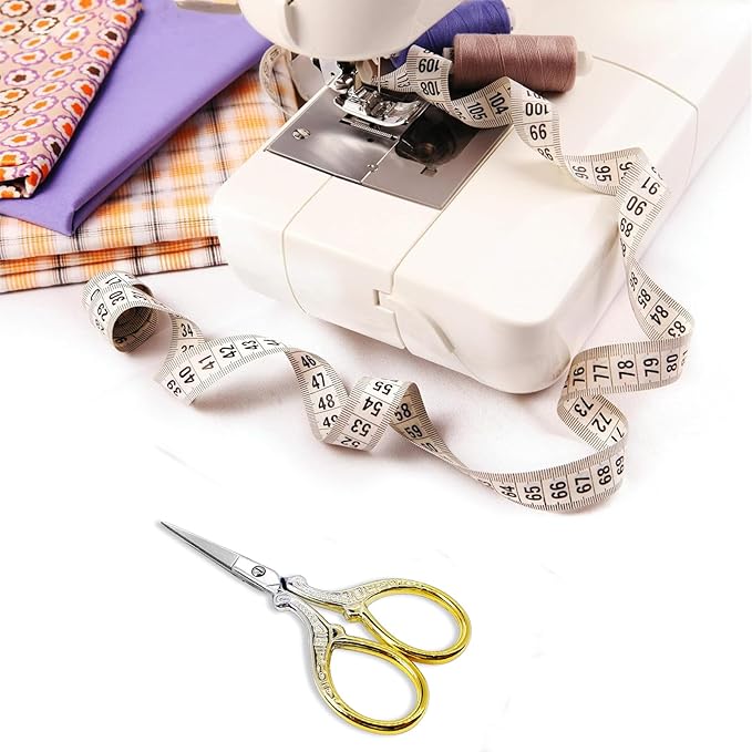 3.6Inch Crochet Scissors Embroidery Scissors Stainless Steel Classic Scissor with Leather Cover Crafting Scissor Shears for Needlework Craft Art Work Manual Handicraft DIY Tool