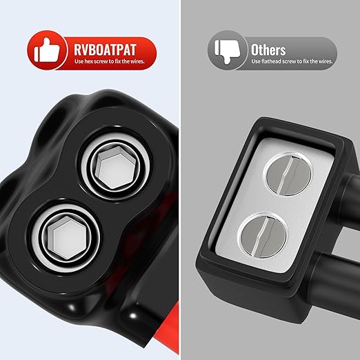 Insulated Multi Tap Connector 2 Port 250MCM-6AWG Splice Electrical Power Connectors 5/16" Allen Hex Aluminum Wire Connector- 6 Pack