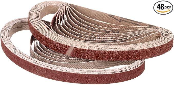 1 x 30 Inch Sanding Belt, 48 Pcs 60-400 Grits Aluminum Oxide Knife Sharpener Belts Work Sharpening for Belt Sander Knife Carving Tool Metal Working