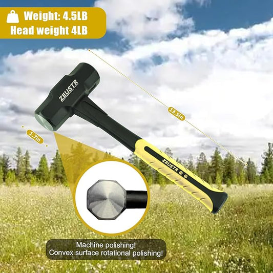 4LB Sledge Hammer, Nylon Handle with Shock Reduction and Anti-Slip Grip