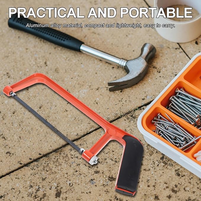 Gadpiparty 6 Inch Mini Hacksaw Lightweight Aluminum Alloy Hand Saw for Woodworking and Diy Projects with Comfortable Grip