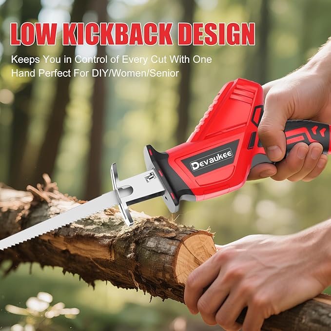 Cordless Reciprocating Saw 20V Battery Powered, 0-3500SPM Electric Sawzall with 4 Blades, Variable Speed, Tool-Free Blade Change, Lightweight Metal Cutting Saw for Home, Garden, Pruning, 2 Batteries