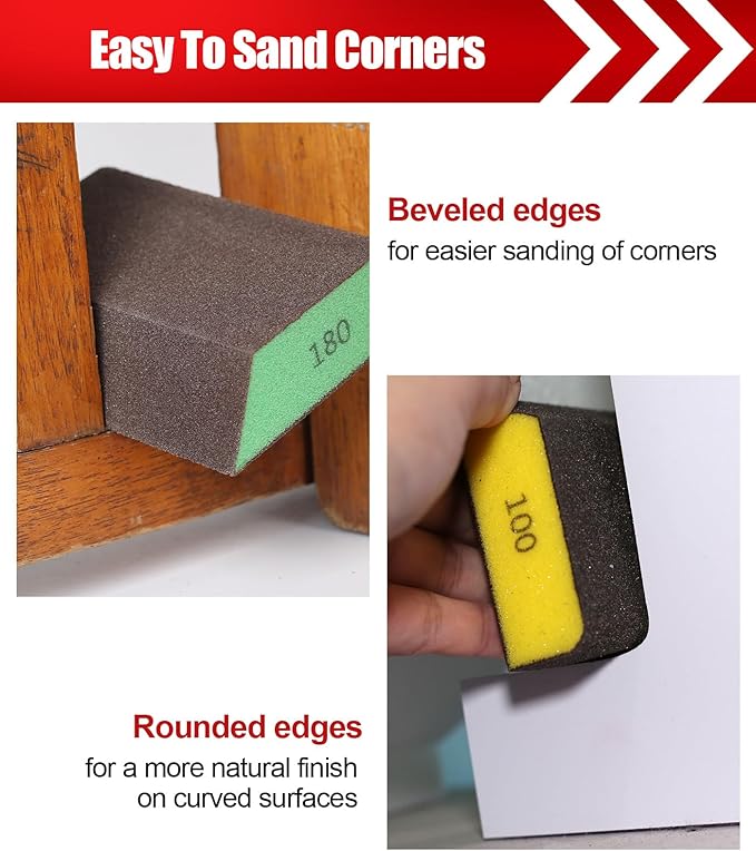 10 Pack Single Sanding Block, Washable and Reusable Sanding Sponge 80/100/120/180/220 Grit Sandpaper Block for Wood Drywall Metal Sand Paper Brick