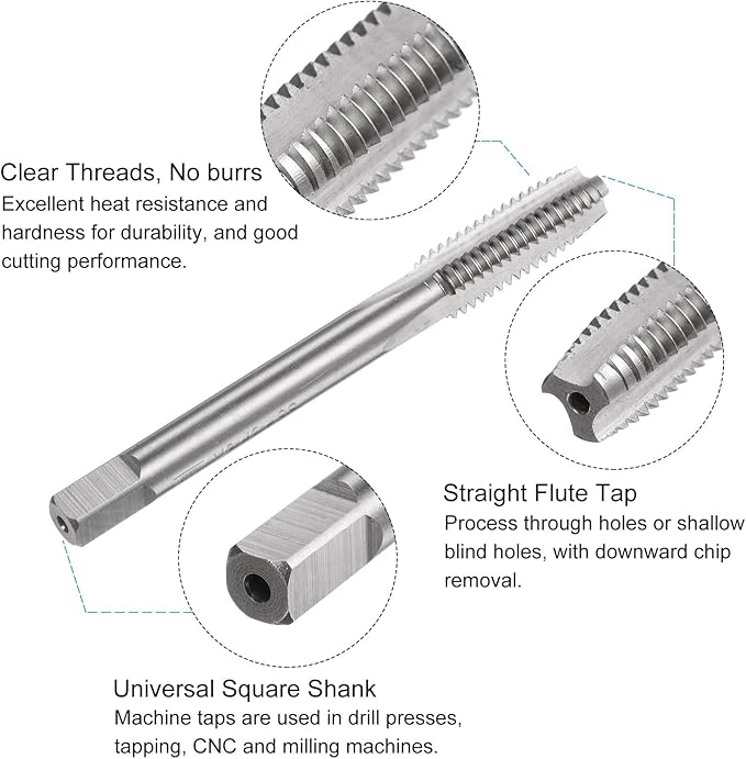 uxcell Metric Tap and Drill Bit Set, M8 x 1.25 Thread Tap & 6.8mm Black Oxide Twist Drill Bit, Straight Flute Tap Tapping Threading Repair Tool Kit