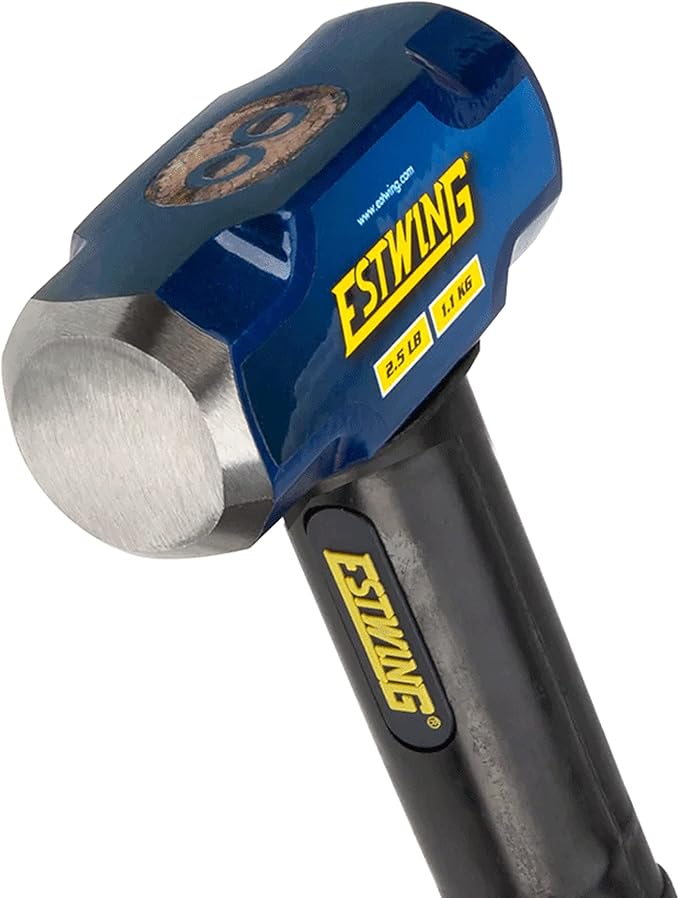 Estwing 2.5-Pound Hard Face Sledge Hammer - 12-Inch Indestructible Handle, Locked Steel Head, Vulcanized Rubber Grip for Demolition & Stake Driving