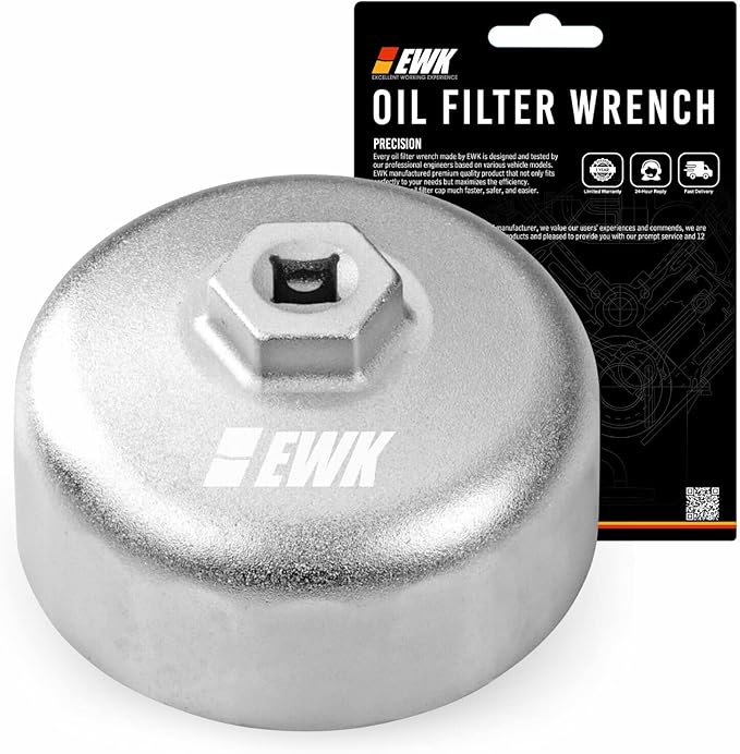 EWK 86mm 16-Flute Oil Filter Wrench, Heavy-Duty Cup Tool for BMW Cartridge Caps, Remove & Install Filter Housing Safely with 3/8" Drive, Fits 2006+ Models