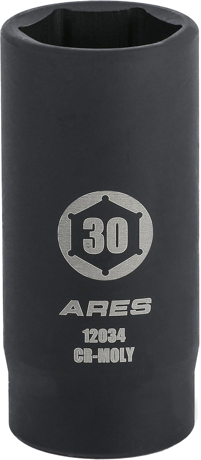 ARES 12034-30MM Axle Nut Socket - 6 Point Socket - Extra Deep 1/2-Inch Drive Impact Socket for Easy Removal of Axle Shaft Nuts