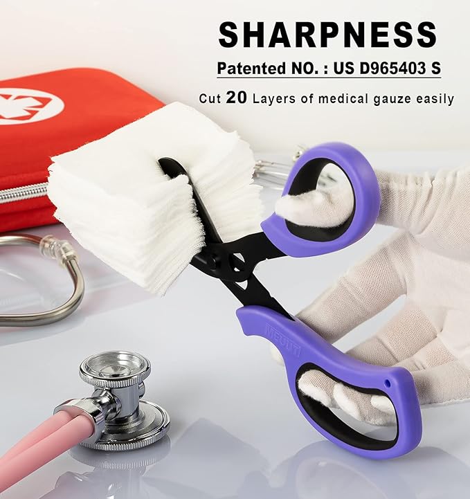 MEUUT 3 Pack Pen light & Medical Scissors-One Pantented Trauma Scissor Two LED Penlight with Pupil Gauge -8" Bandage Scissor for Nurse Doctor EMT