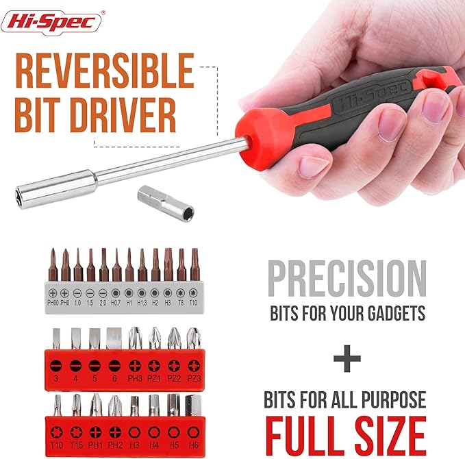 Hi-Spec Tool Set Kit, Red Household First Tool Kit and Starter Tool Set for Home and Office, Compact Easy Carry Toolbox