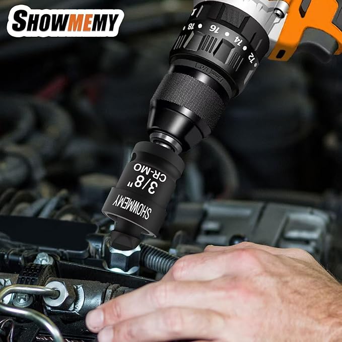 Swivel Socket Set, 3 PCS Impact Swivel Socket Set, Wobble Socket, Impact Grade Universal Joint, Cr-Mo Steel, 1/4-Inch, 3/8-Inch, 1/2-Inch Drive