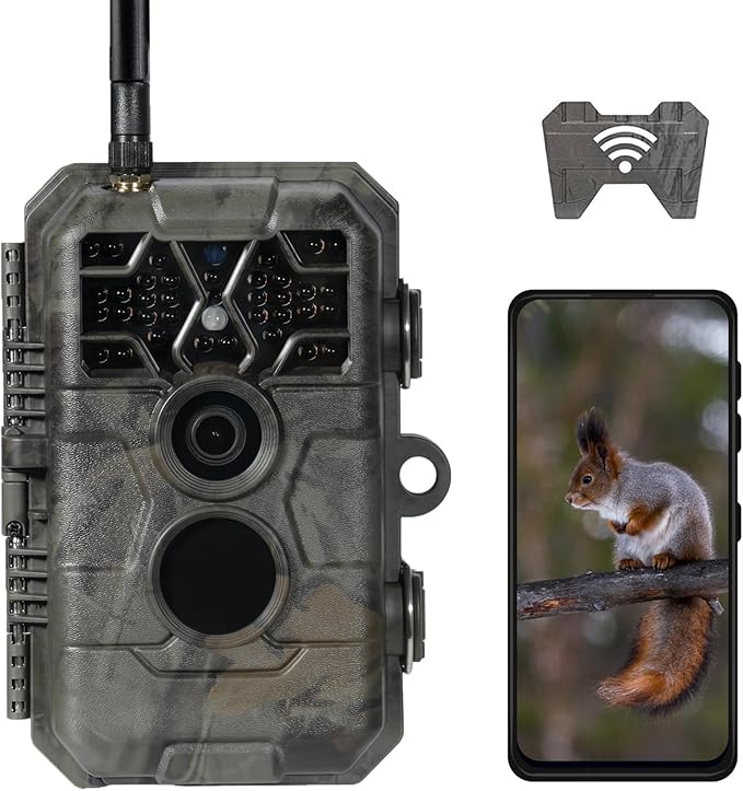 Trail Camera P80 Pro, WiFi Bluetooth, Super-Low-Light Sensitivity, 120째 View Angle, 48MP 1296p Game Camera, No Glow Night Vision, Motion Activated, Waterproof