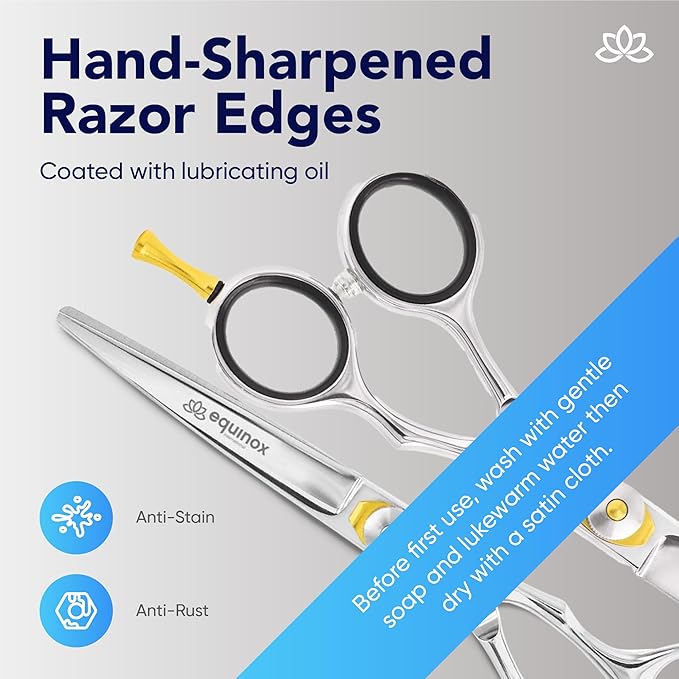 Equinox Razor Edge Series Professional Hair Scissors - 6.5??Premium Japanese Stainless Steel Hair Cutting Scissors, Hair Shears, Hair Razors for Hair Cutting, Barber Accessories & Hair Salon Supplies