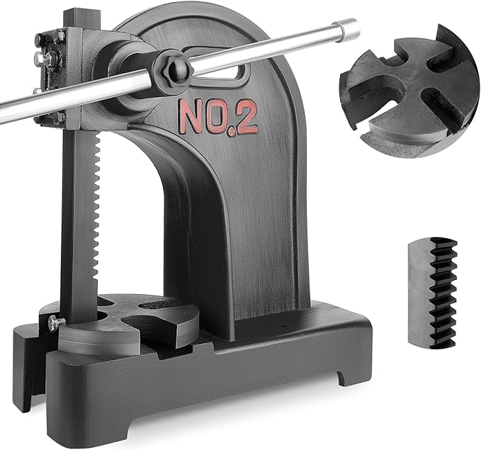 Heavy Duty 2 Ton Arbor Press, Manual Arbor Press, 8.5" Maximum Height, Cast Iron Desktop Press for Bending, Stamping, Forming, Stretching (2 Ton Black)