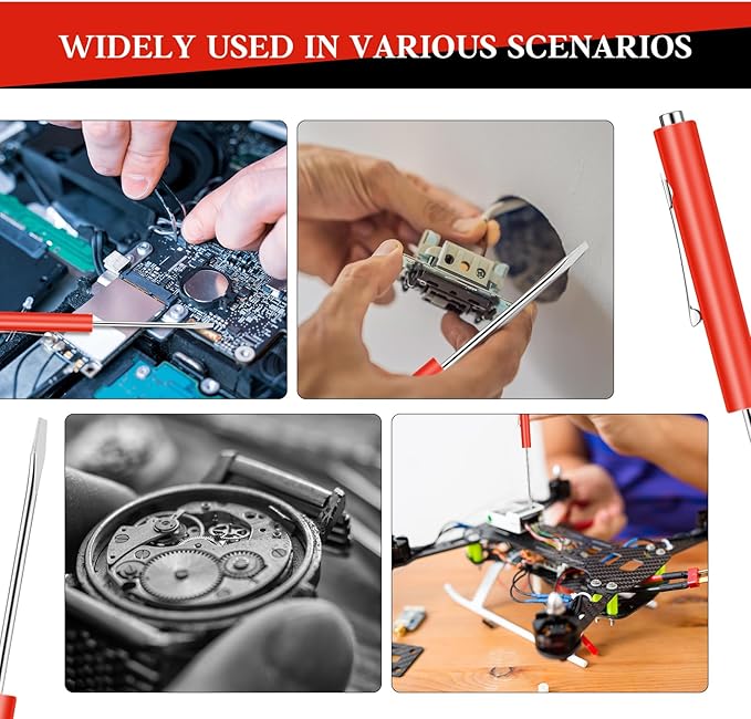 36 Pieces Pocket Screwdriver Mini Tops and Pocket Clips Magnetic Slotted Small Screw Driver with a Single Blade Head for Mechanical, Electrician (Red)