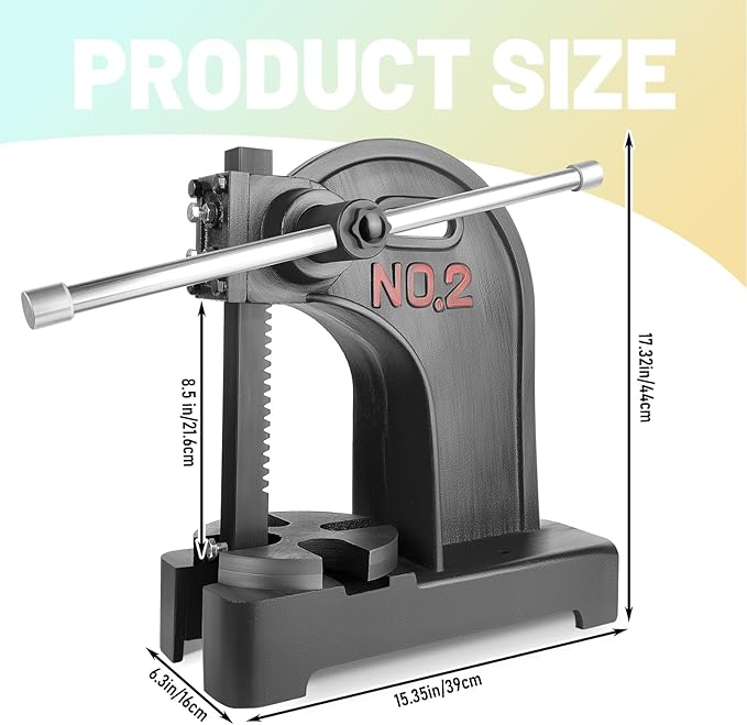 2 Ton Manual Arbor Press, Cast Iron Material Desktop Arbor Press, 8.5" Maximum Height, for Stamping, Bending, Stretching, Formin