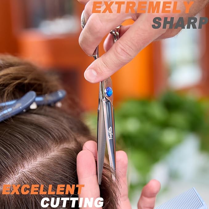 High-end Professional Extremely Very Sharp Barber Hair Cutting Scissors Hairdresser Shears For Hair 6.6 Inch Haircut Scissor Made Of Dynamic Stainless Steel For Hairdressing Salon Home Use