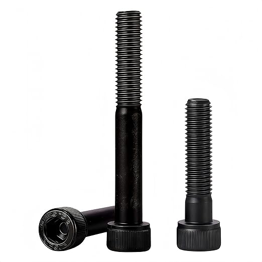 YIIFLY M12-1.75 x 55mm Socket Head Cap Screws, M12x1.75 Bolt,12.9 Grade Alloy Steel, Allen Socket Drive, Black Oxide Finish, Half Thread, Quantity 6