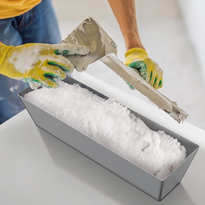 DEKEones Drywall Pan Mud, 12??Stainless Steel Watertight Reinforced Mud Pan, Tapered Sides, Drywall Tool Tray Bucket