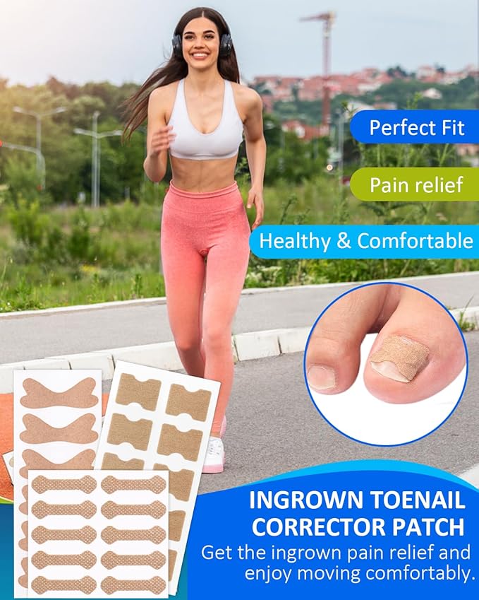 Ingrown Toenail Correction Treatment Tool, 64Pcs Breathable Ingrown Toenail Strips in 3 Types, No Glue Safe Ingrown Toenail Tool with 2 Pedicure Tools for Ingrown Toenail Remover